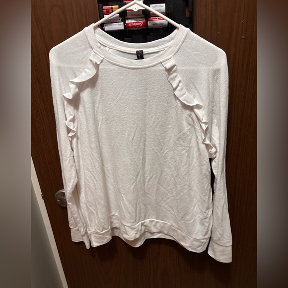 Betsey Johnson Tops - Betsey Johnson White Long Sleeve Top with Ruffles